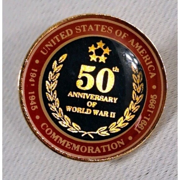 Vintage USA 50th Anniversary WWII 1941-1945 1991-1995 Lapel Pin - Picture 1 of 4